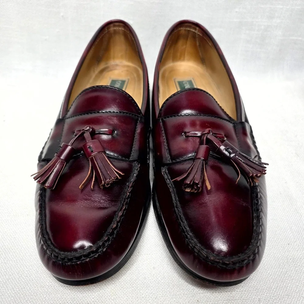 Cole Haan Tassel Loafers Mens 11 B Burgundy Leather Dress Shoes Business‎ Casual